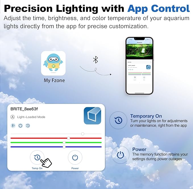 FZONE LED Aquarium Light with APP Control, Full Spectrum for 24-31‘’ Planted Aquariums, Timer Sunrise/Sunset, 36W (Light 60)