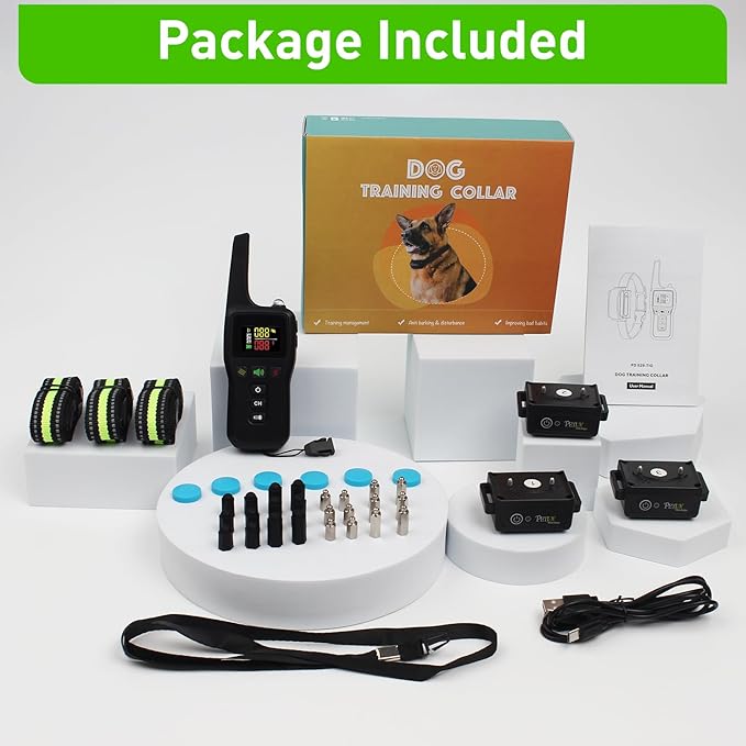 PetJoy Automatic Bark Collar for 3 Dogs, Auto Bark and Training Collar Combo, Shock Collar with Remote and Auto Modes, Shock Collar with Auto Mode (Level 1-5) - Remote 3300 Ft