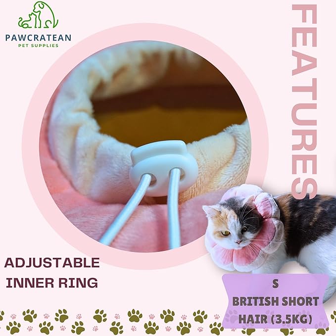 Adjustable Comfy Flower Style Elizabeth Collar for Cats and Puppies Soft Recovery Cone Pet Protective Neck Collar (Pink, Small)