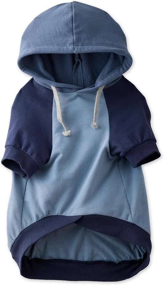 Rocky – The Orginal Lightweight Hooded TEE 100% Organic Cotton Dog Hoodie Pet Coat Sweater for Small, Medium, Large Dogs, Navy Color Block, X-Small