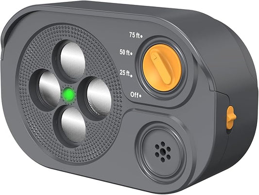 2025New Anti Barking Device, Bark Box Rechargeable Dog Barking Deterrent Devices with Variable Ultra Frequency/6 Modes/IP65 Waterproof Dog Silencer Stop Neighbors‘ Dog from Barking Up to 75ft(Grey)