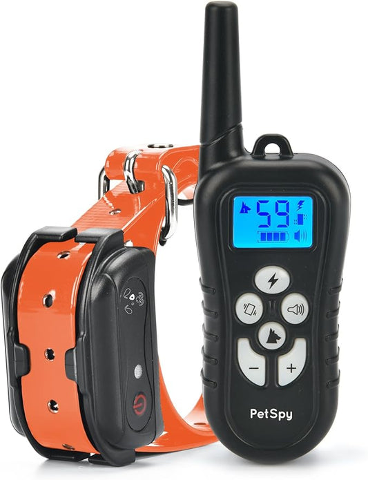 PetSpy M919 Dog Training Shock Collar, 1000 Yards, Medium to Large Dogs, with Vibration, Electric Shock and Beep, Waterproof, Remote Trainer (One Dog)
