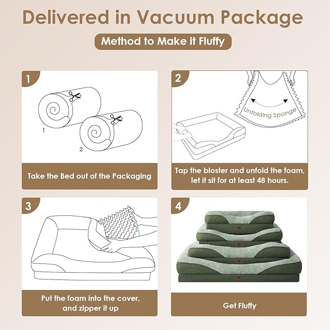 EHEYCIGA Memory Foam Dog Bed for Large Sized, Orthopedic Dog Sofa with Sides and Waterproof Liner, Washable Bolster Pet Couch with Removable Cover, 41x27x7.5 Inch, Green