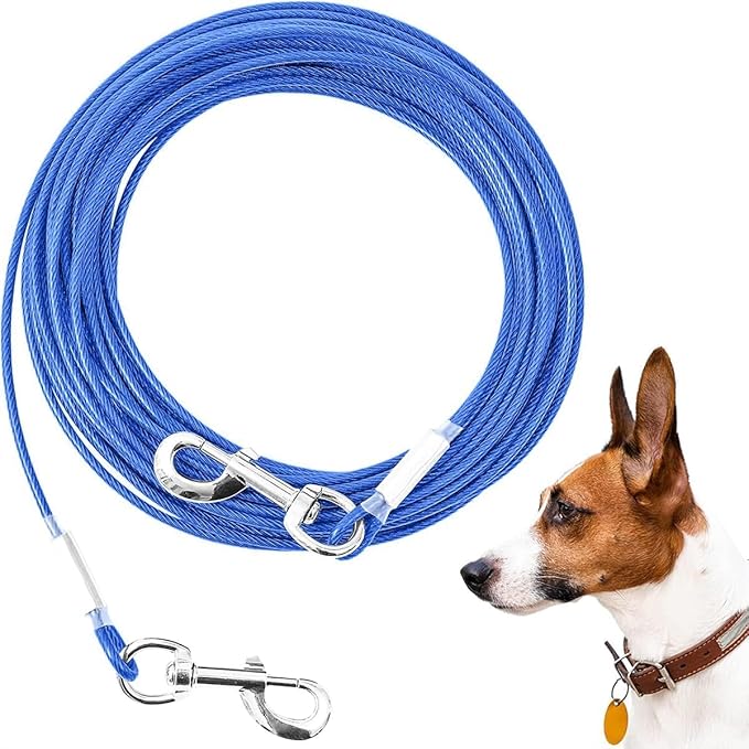 Tie Out Cable for Dogs,30FT Dog Leads,Heavy Duty Tie Out Cable for Large Dogs Up to 125lbs,Durable Dog Runner Tether Line for Outdoor,Yard