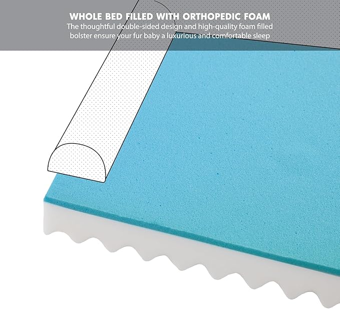 Friends Forever Orthopedic Dog Bed for Extra Large Dogs, Waterproof Memory Foam Dog Sofa Bed XL with Removable Washable Cover, Ally Grey, 42x32x7