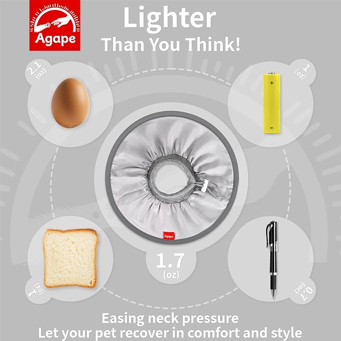 Agape Soft Cat Cone, Comfy Collar to Stop Licking & Scratching, Lightweight Recovery Collar for Cats After Surgery, Adjustable Elizabethan Collar for Neuter Recovery, Waterproof Neck Cones for Cats