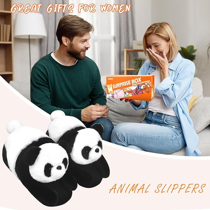 Funny Animal Slippers for Women, Cartoon Cute Fluffy Animal Slippers Cotton Soft Memory Foam Indoor Slippers,Birthday Gifts for Women