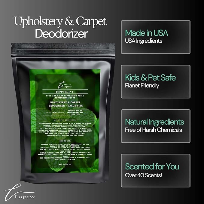 Peppermint Carpet Freshener Powder Refill 36 oz | Powerful Odor Eliminator for Home | Upholstery Deodorizer | Carpet Deodorizer | Pet Urine | Cat Litter Box