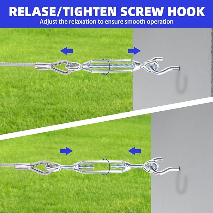 PUPTECK Outdoor Dog Run Cable for Small to Large Dogs up to 125lbs, Heavy Duty Tie Out Cable Trolley System with Runner Pulley Cable Zip Line for Yard, Camping, Long Lead Chain Leash