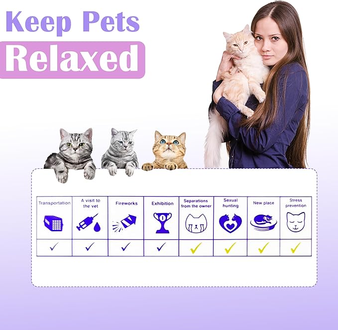 4 Pack Calming Collar for Cats - Long-Lasting Anxiety and Stress Relief, Relaxing Cat Collar,Adjustable Pheromones Collar for Cats，Natural Soothing 60 Days of Continuous Calming Move