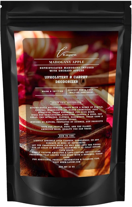 Mahogany Apple Carpet Freshener Powder: Powerful Odor Eliminator for Home, Upholstery Deodorizer, Carpet Deodorizer, Pet Urine, Cat Litter Box - Mahogany Apple Fragrance