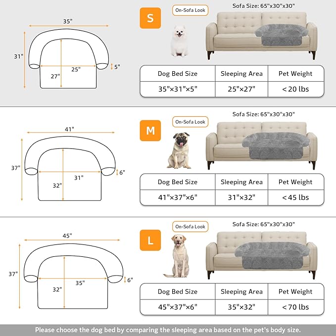 GGIB Calming Dog Bed Fluffy Plush Dog Mat for Furniture Protector with Removable Washable Cover for Large Medium Small Dogs and Cats (Small,Grey)