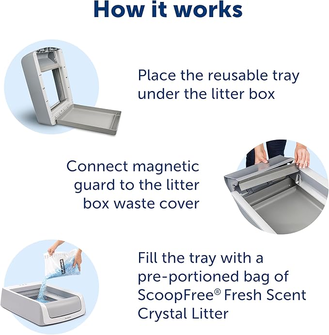 Official PetSafe ScoopFree Reusable Tray with Crystal Cat Litter - Includes 4.3 lb of ScoopFree Original Blue Crystal Litter - Compatible with All PetSafe ScoopFree Self Cleaning Litter Boxes