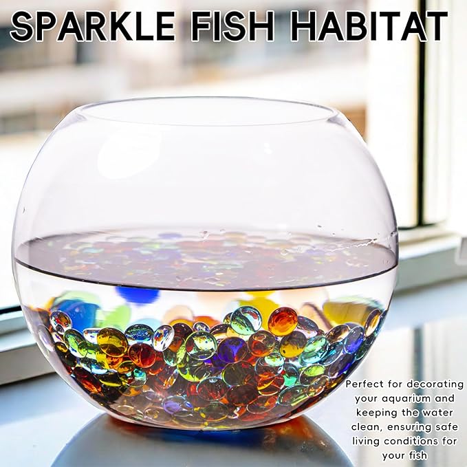 5 LB Mix Color Glass Beads, Mini Flat Glass Marbles~750PCS for Vases, Floral Bottom Mancala Gems Pebbles Fish Tank Rocks for Table Scatter Aquarium,Vase Fillers,Home Decorative Art Craft(0.5"~0.7")