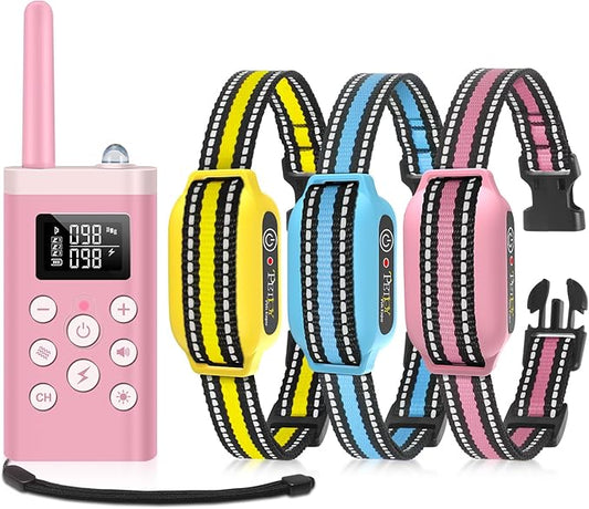 PetJoy Dog Bark Collar with Remote, Shock Collar for Large Dogs 3 Pack, Bark & Shock Collar Combo, Automatic Bark Collar - Auto Mode with 5 Sensitivity Levels