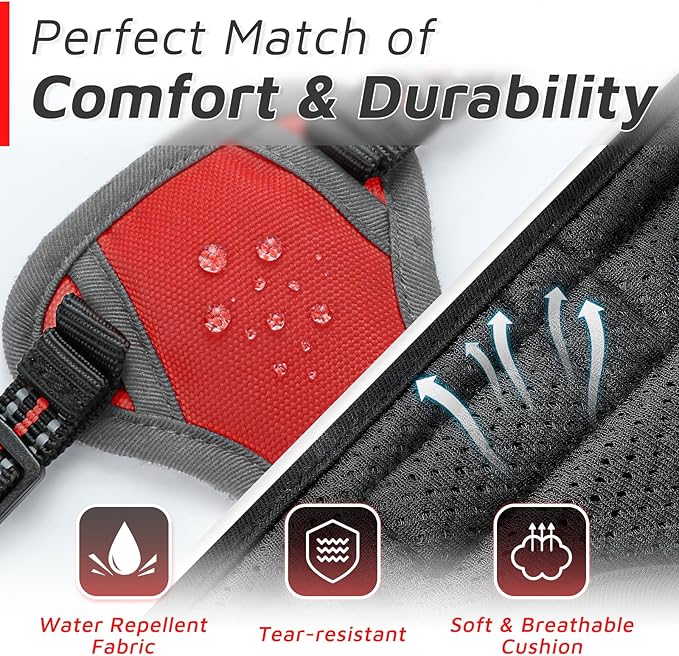 Eagloo Small Dog Harness No Pull, Service Vest with Reflective Strips and Control Handle, Adjustable and Comfortable for Easy Walking, No Choke Pet Harness with 2 Metal Rings, Red, XS