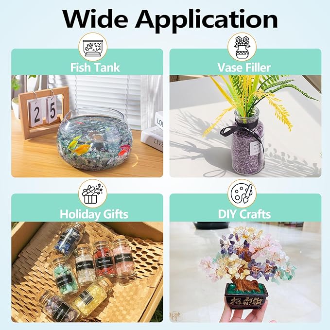 3 Lb Watermelon Tourmaline Quartz Crystal Chips Bulk, 5-7mm Natural Tumbled Crushed Stones Red Healing Crystal Chips Bulk Gemstones for Vase Fillers, Aquarium and Home Decoration