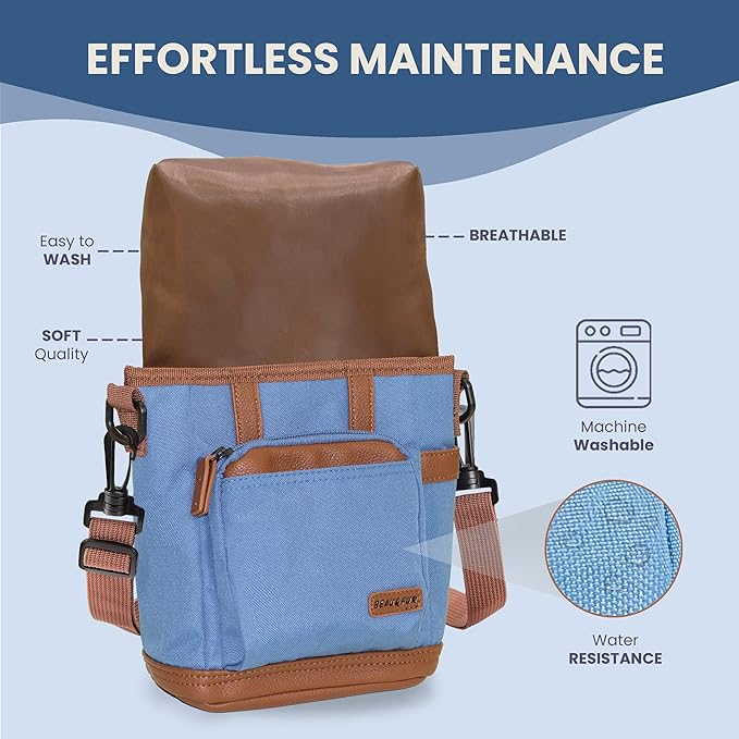 BEAU&FUR Large Dog Treat Pouch with Clicker for Training – 4 Cup Capacity, Built-in Poop Bag Dispenser, Expandable Pocket, Metal Buckle, Large Back Pocket, Ideal Design for Walks and Training – Blue