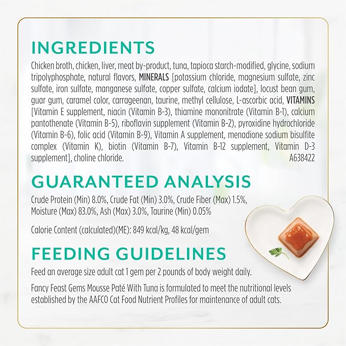 Fancy Feast Gems Pate Cat Food Mousse With Tuna and a Halo of Savory Gravy Cat Food - (Pack of 8) 4 oz. Boxes