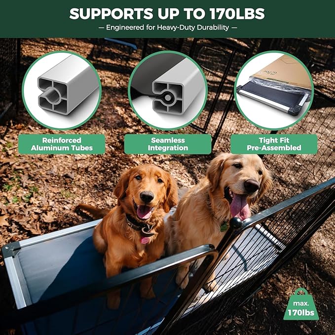 FXW TitanNest Chew-Proof Elevated Dog Bed, Raised Cot for Indoor/Outdoor/Camping Use, Durable & Washable Padded Pet Bed for Medium Dogs, 41.0" L x 27.0" W x 5.0" H, Black