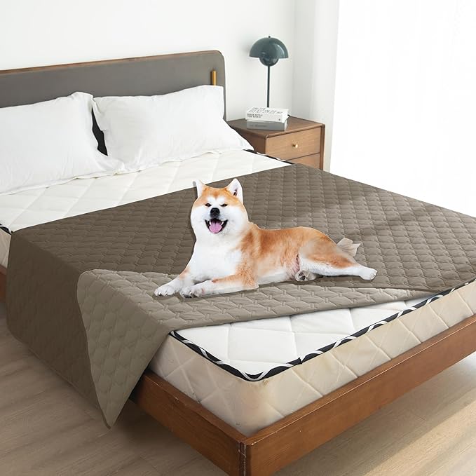 gogobunny 100% Double Sided Waterproof Dog Blanket Soft Pet Bed Cover Reversible Protect Furniture Couch Sofa Car for Puppy Cat Kids (Dark Walnut/Light Walnut, 82x82 Inch (Pack of 1))