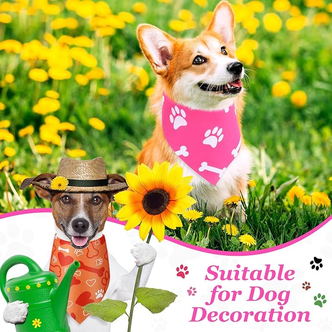 Abbylike 50 Pcs Paw Print Dog Bandanas Bulk Soft Triangle Scarves for Pets Party Costume Doggie Walking Photo Props Bibs for Pets Shops Adoption Events Halloween Party Gifts(19.7 x 13.8 x 13.8 Inch)