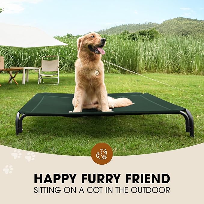 Elevated Dog Bed, Raised Outdoor Pet Cot for Extra Large Sized Breeds, Portable Cooling Hammock With Breathable & Washable Mesh, Indoor & Outdoor Use, Skid-Resistant Feet