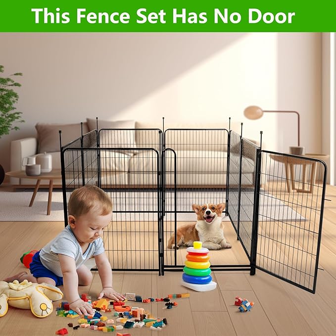 Garden Fencing 48in High No Door, 12 Panels Total 26.6Ft(L) Dog Fence Outdoor for Yard. Black Metal Fencing for Yard 4ft Tall, Flower Bed Fence, Animal Barrier Fences