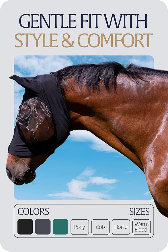 Equinavia Bug Out Fly Mask | Against Flies, Insects, UV Rays - Black - Warmblood