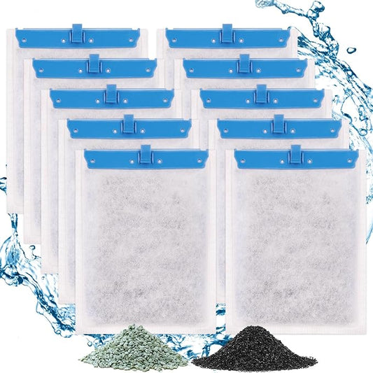 fishkeeper 10 Pack Large Filter Cartridges Compatible with Tetra Whisper Bio-Bag Filters Replacement Filter Cartridges for Whisper Power Filters 20i/40i /IQ20/30/45/60 PF20/30/40/60(Ready to Use)