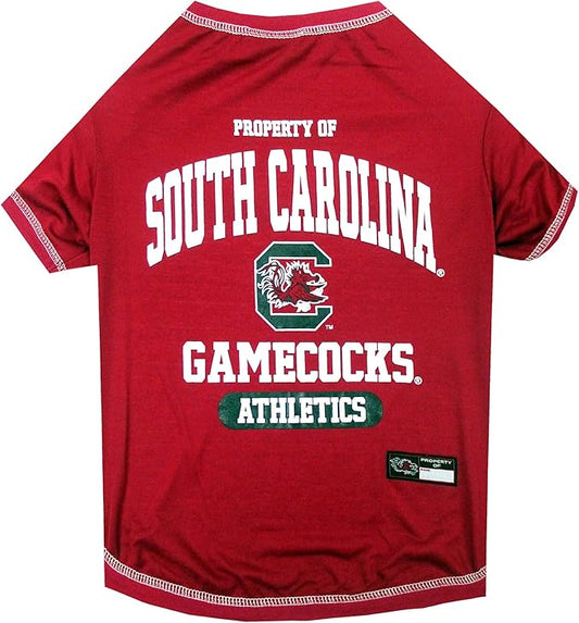 Pets First Collegiate SOUTH CAROLINA GAMECOCKS Dog T-Shirt, Medium. - Licensed Shirt for Pets Team Colored with Team Logos.- Premium Stretchable Materials for the Comfrot of your Dog & Cat.