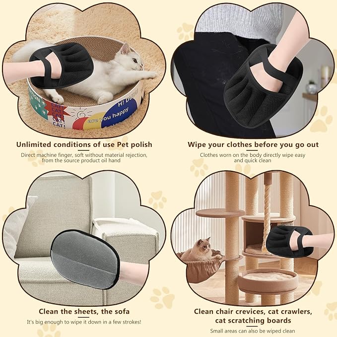 2 Pack Pet Hair Remover Gloves,2025 Upgraded Static Removal Gloves, for Pet Hair, Cat & Dog Hair Removal Tool for Couch,Furniture, Carpet, Car Seat, Pet Grooming