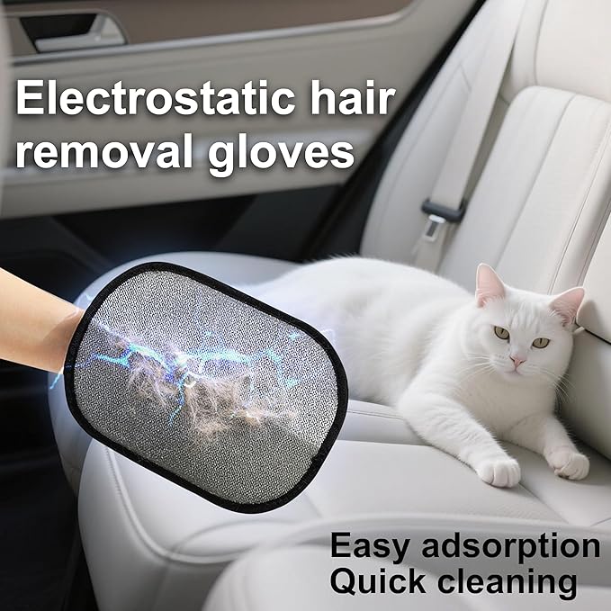 3-Pack Pet Hair Removal Gloves, Remove Dog/Cat Fur from Clothing, Furniture, Bedding & Carpet, – Reusable & Washable Lint Hair Remover for Home & Pet Owners