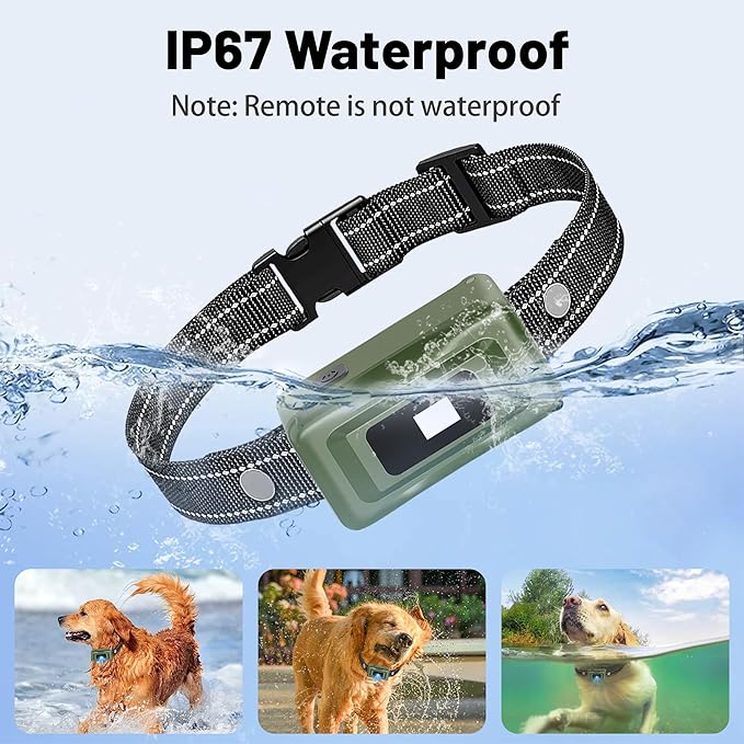 Shock Collar for Dogs - 4265ft Waterproof Training Collar with Flashing Light for Small Medium Large Dogs with Rechargeable Remote, Beep (1-8), Vibration(1-16), Safe Shock(1-99) (Green)