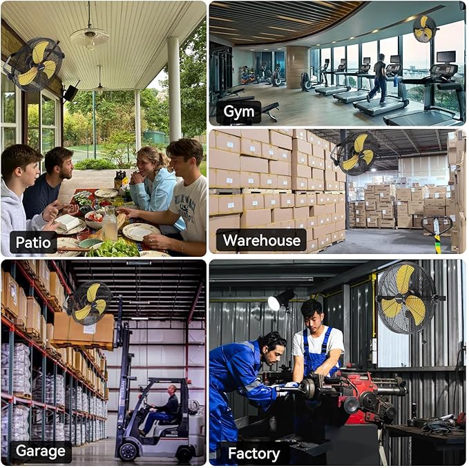 18 Inch Wall Fan Pro Series - 4900 CFM 3 Speed High Velocity Industrial Wall Mount Fans for Commercial, Residential, Warehouse, Covered Patio, Shop, Garage, Barn, Gazebo UL Safety Listed