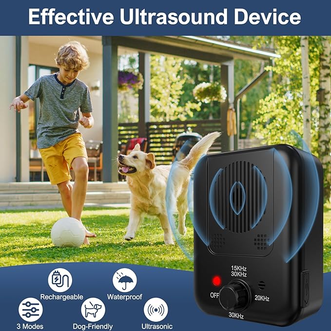 2 Pack Anti Barking Devices, Auto Barking Control Devices with 3 Modes, Rechargeable Ultrasonic Dog Bark Box Barking Deterrent Devices, Effective Stop Barking Dog Devices for Indoor & Outdoor Use