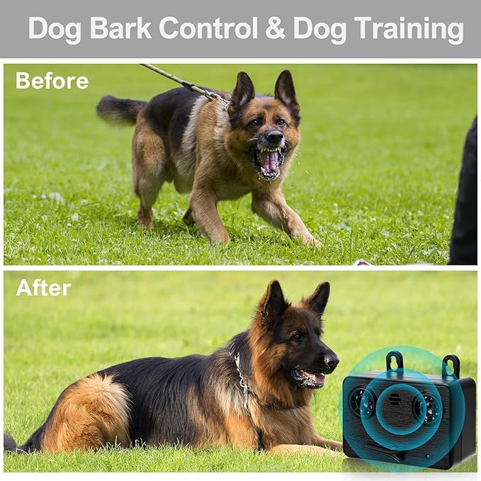 GlossyEnd 2pcs Anti Barking Devices, Auto Barking Control Devices with 3 Modes, 50Ft Effective Stop Barking Dog Devices,Ultrasonic Dog Bark Box Barking Deterrent Devices for Indoor/Outdoor Use L3