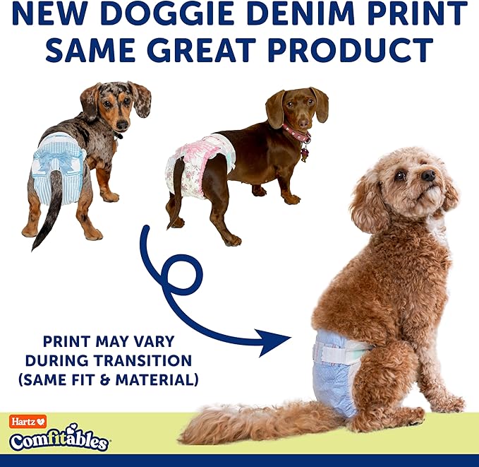 New! Hartz® Comfitables® Disposable Dog Diapers, Size Large 12 Count, Comfortable & Secure Fit, Easy to Put On, Super Absorbent Male and Female Diaper
