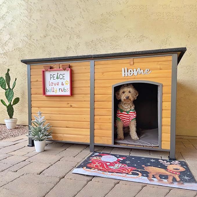 Aivituvin 59" Large Dog House 100% Insulated Dog Kennel with Liner for Winter,Waterpoof for Outdoor & Indoor Use.