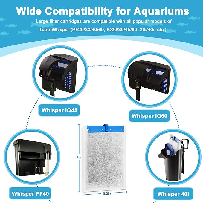 16 Pack Large Replacement Filter Cartridges Compatible with Tetra Whisper Bio-Bag Filters Large Aquarium Filter Cartridges for Whisper 20i/40i IQ20/30/45/60