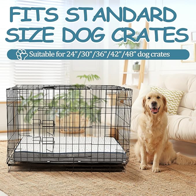 EMPSIGN Reversible Cool and Warm Dog Bed for Crate Pad, Pet Beds with Washable and Removable Cover, Dogs Crate Beds Sleeping Mats, Beds for Dog Crate for Large Medium Small Dogs, Grey