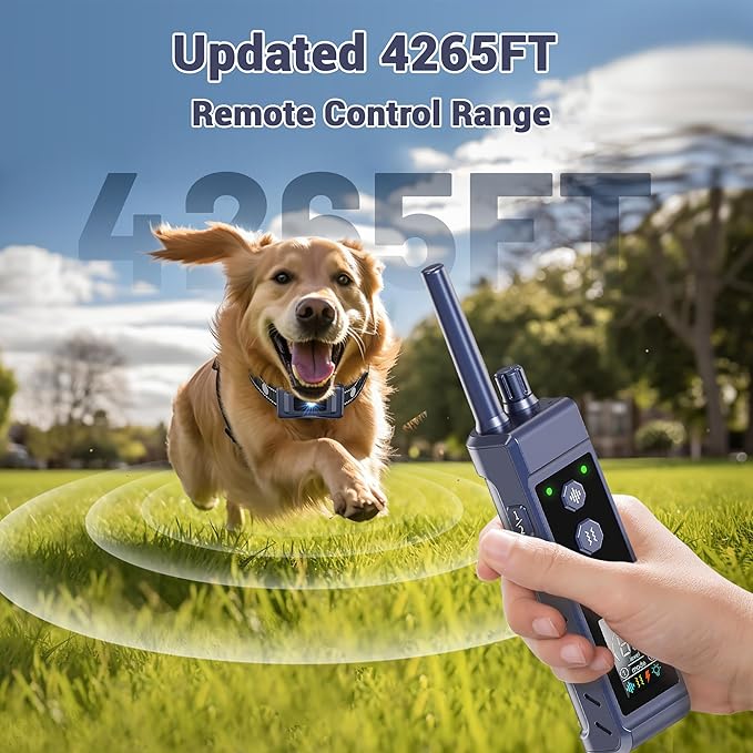 Shock Collar for Dogs - 4265ft Waterproof Training Collar with Flashing Light for Small Medium Large Dogs with Rechargeable Remote, Beep (1-8), Vibration(1-16), Safe Shock(1-99) (Black)