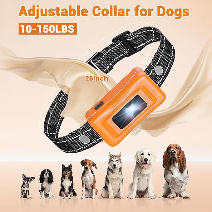 Shock Collar for Dogs - 4265ft Waterproof Training Collar with Flashing Light for Small Medium Large Dogs with Rechargeable Remote, Beep (1-8), Vibration(1-16), Safe Shock(1-99) (Orange)