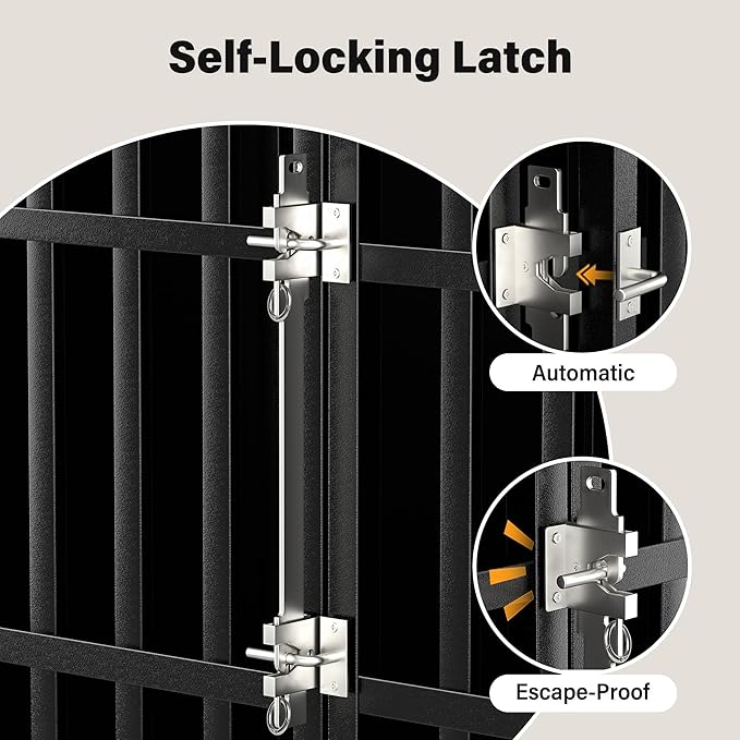 48 inch Heavy Duty Dog Crate with Self-Locking Latch, Indestructible Large Steel Kennel with Enclosed Design, Escape-Proof and Chew-Proof Pet Cage for High Anxiety Dogs