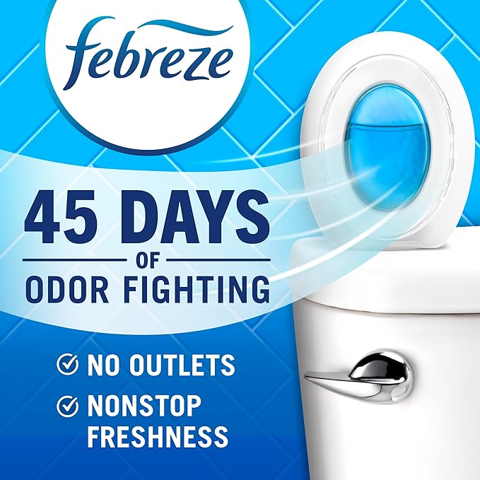 Febreze Bathroom Air Freshener, Odor-Fighting, Plug In Alternative, Air Fresheners for Home and Bathroom and Kitchen, Closet Air Fresheners, Ocean Scent, 4 Count