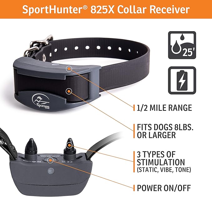 SportDOG SportHunter 825X - Remote Training Collar - Half-Mile Range Trainer - Waterproof Dog E-Collar - Quick-Charge Battery - Static, Vibration, & Tone Modes