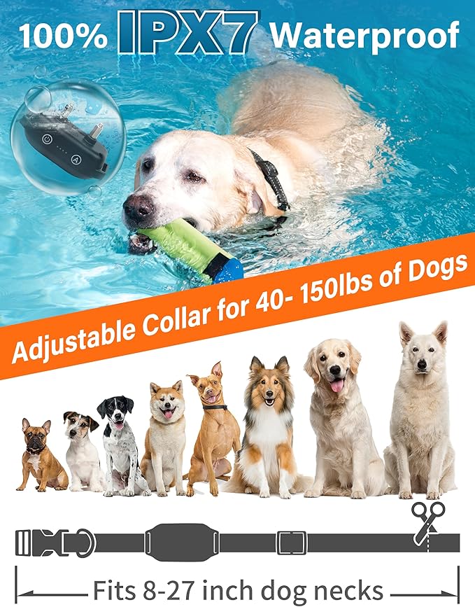 PaiPaitek Bark Collar with Remote and Automatic Mode - 3300ft Range Bark and Training Collar Combo, Shock Collar for Dogs 40-151 lbs Waterproof & Rechargeable