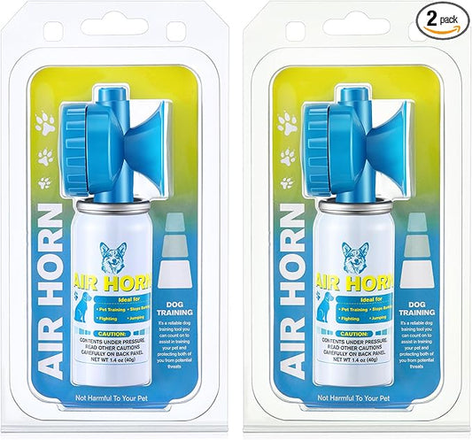 Air Horn, 1.4 oz 120 dB Loud Air Horns for Safety, for Coyotes and Aggressive Dog, Stops Attacking Fighting Barking Chasing, Effective Training Tool & Outdoor Safety Alarm, Blue(2 Pack)