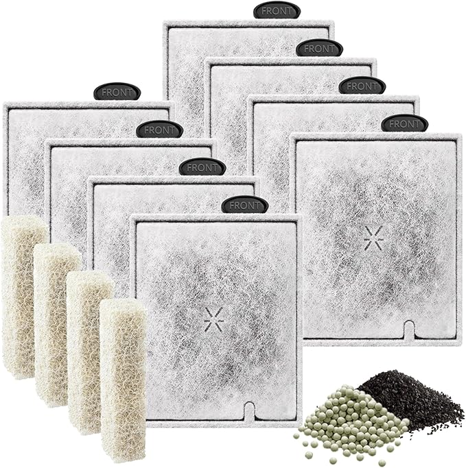 8 Pack Large Filter Cartridges Compatible with Aqueon QuietFlow Filter LED PRO Size 20,30,50,75/Power Filter Size 20,30,50,55/75, E Internal Size 40 Canister Filter