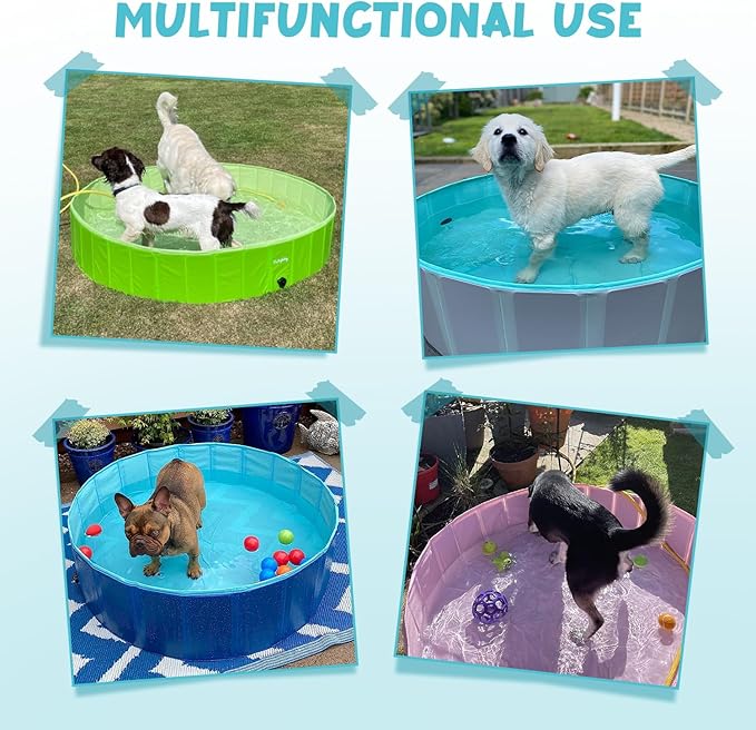 Furrybaby Dog Pool, Foldable Dog Pools for Large Dogs Portable Kiddie Pool Pet Doggie Wading Swimming(Navy 47'') Indoor and Outdoor